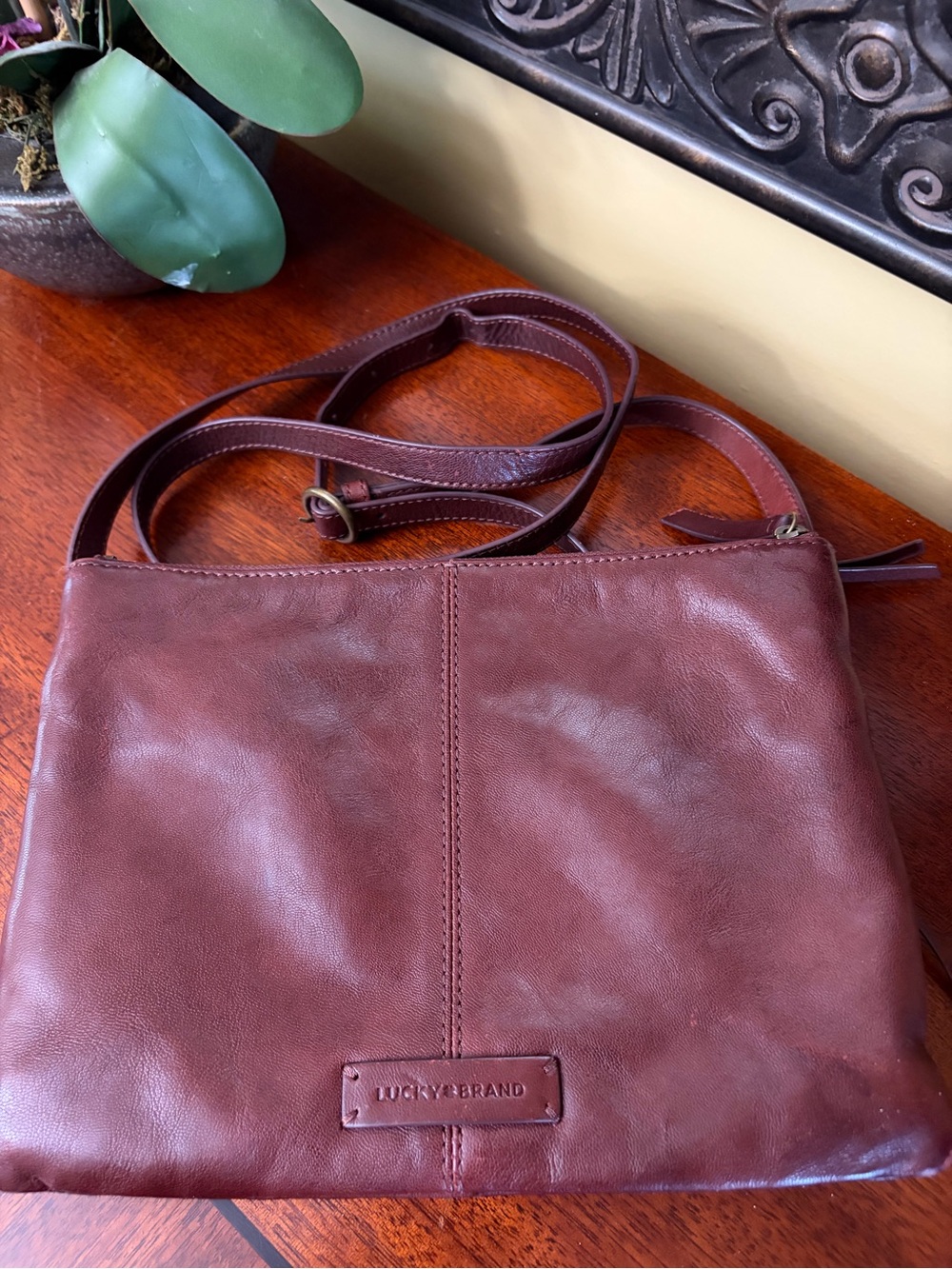 Lucky Brand Cognac Brown Leather Crossbody - Picture 3 of 9
